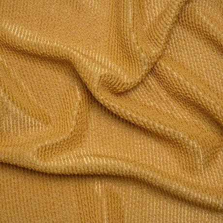 Stretch Nylon Textured Jacquard Knit - Gold Ribs - Designer Deadstock
