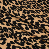 Stretch Polyester Jacquard Knit - Beige and Black Leopard Spots - Designer Deadstock