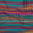 Stretch Nylon Swimwear Tricot - Rainbow and Gray Geometric Doodles Decorated Stripes - Designer Deadstock