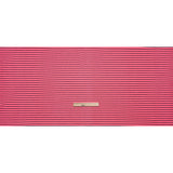 Stretch Nylon Textured Jacquard Knit - Neon Pink and Navy Blue Horizontal Stripes - Designer Deadstock