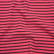Stretch Nylon Textured Jacquard Knit - Neon Pink and Navy Blue Horizontal Stripes - Designer Deadstock
