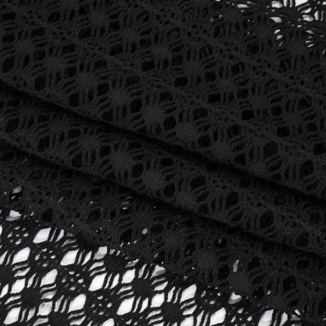 Knit Lace - Black Diamonds, Medallions and Stripes - Designer Deadstock