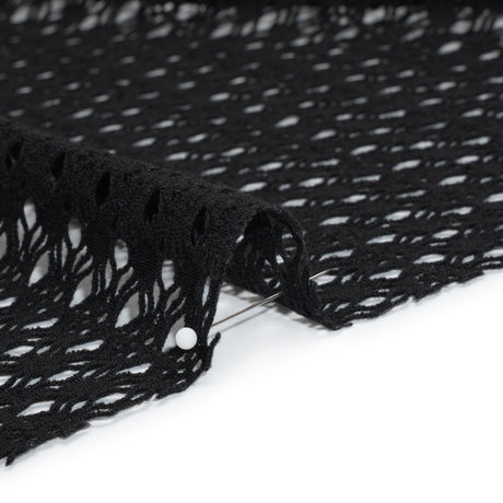Knit Lace - Black Diamonds, Medallions and Stripes - Designer Deadstock