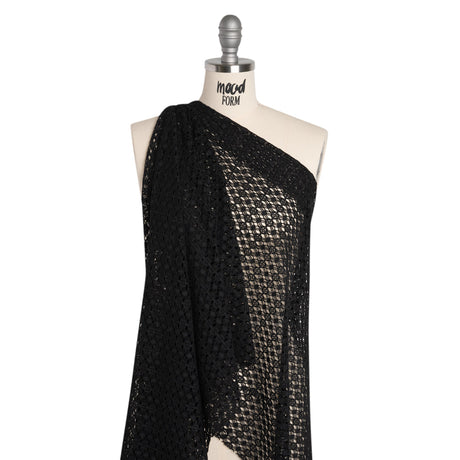 Knit Lace - Black Diamonds, Medallions and Stripes - Designer Deadstock
