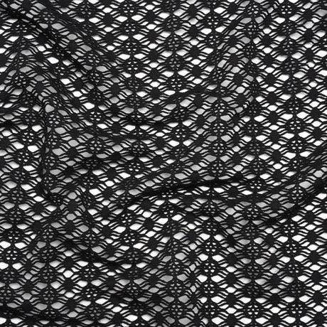 Knit Lace - Black Diamonds, Medallions and Stripes - Designer Deadstock