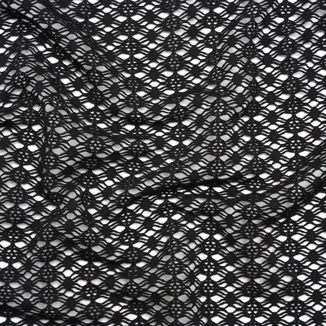 Knit Lace - Black Diamonds, Medallions and Stripes - Designer Deadstock