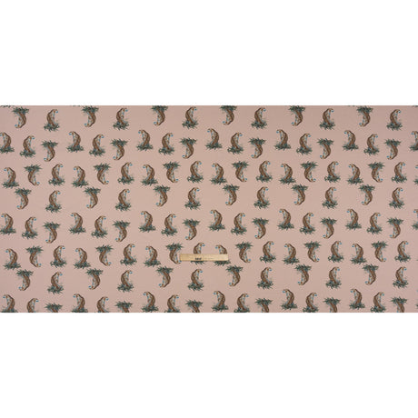 Stretch Nylon Swimwear Tricot - Beige, Brown and Green Leopard in Leaves - Designer Deadstock
