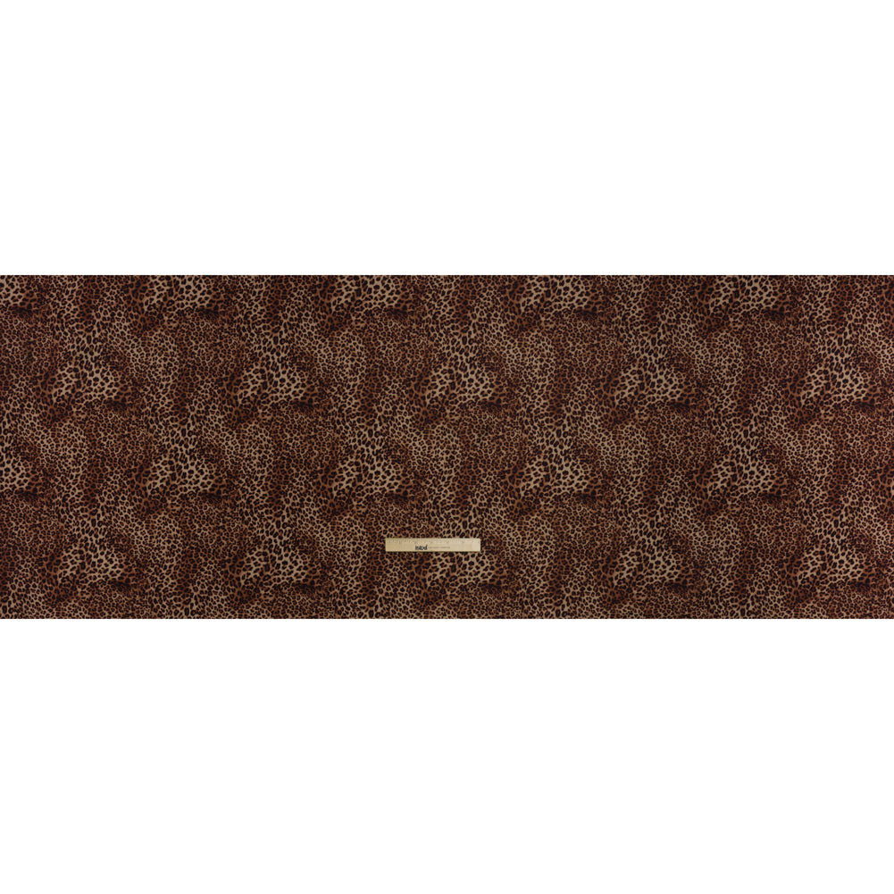 Stretch Nylon Interlock Knit - Beige, Brown and Black Leopard Print - Designer Deadstock
