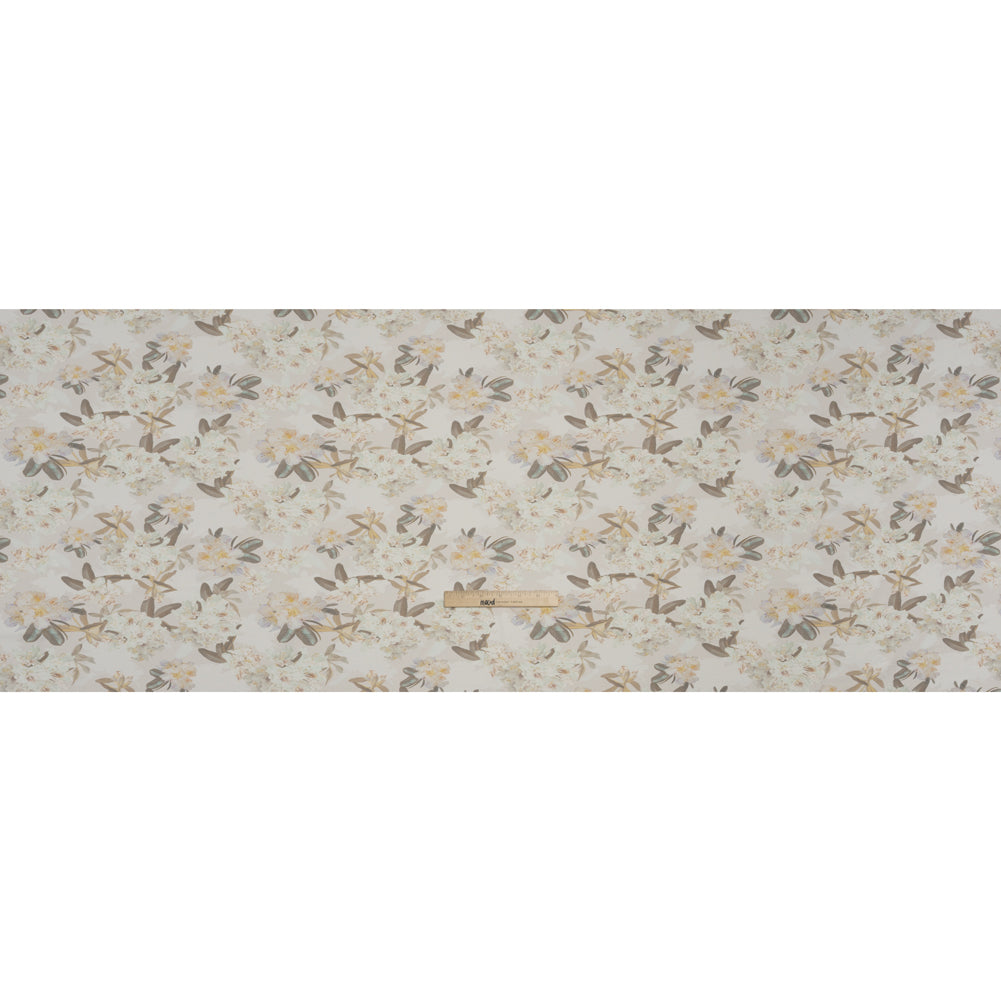 Stretch Nylon Jersey - Cream, Olive and Pale Yellow Floral - Designer Deadstock