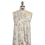 Stretch Nylon Jersey - Cream, Olive and Pale Yellow Floral - Designer Deadstock