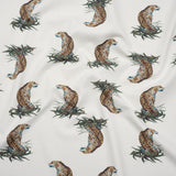 Stretch Nylon Swimwear Tricot - White, Brown and Green Leopard in Leaves - Designer Deadstock