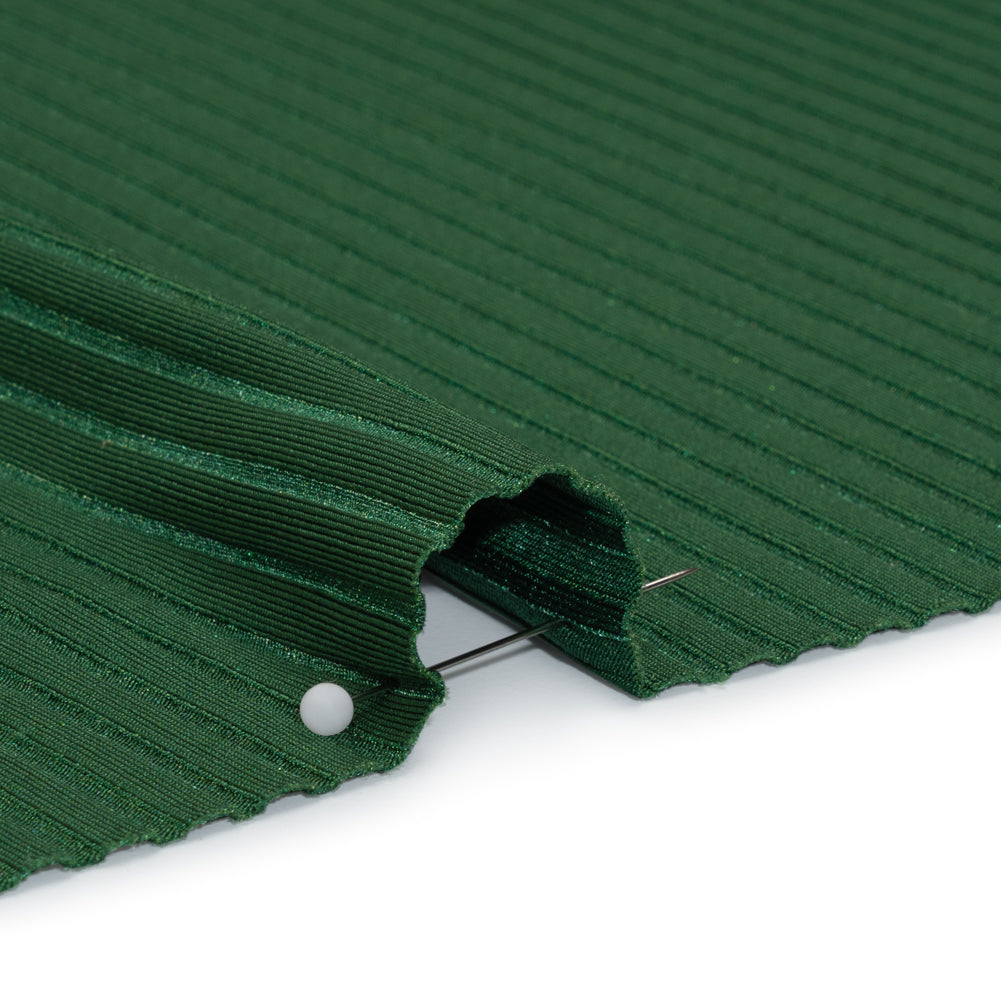 Stretch Nylon 8x4 Rib Knit - Forest Green - Designer Deadstock