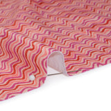 Stretch Nylon Swimwear Tricot - Magenta, Red and Pink Wavy Lines - Designer Deadstock