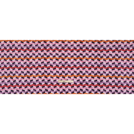 Stretch Nylon Jersey - Eggplant Purple, Pink and Burnt Orange Geometric Chevrons - Designer Deadstock