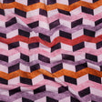 Stretch Nylon Jersey - Eggplant Purple, Pink and Burnt Orange Geometric Chevrons - Designer Deadstock
