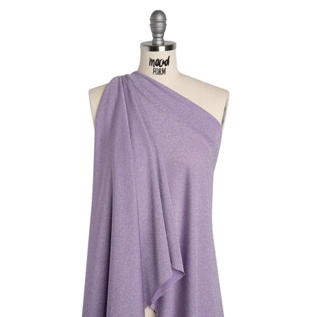 Metallic Stretch Rayon Jersey - Lavender and Silver - Designer Deadstock