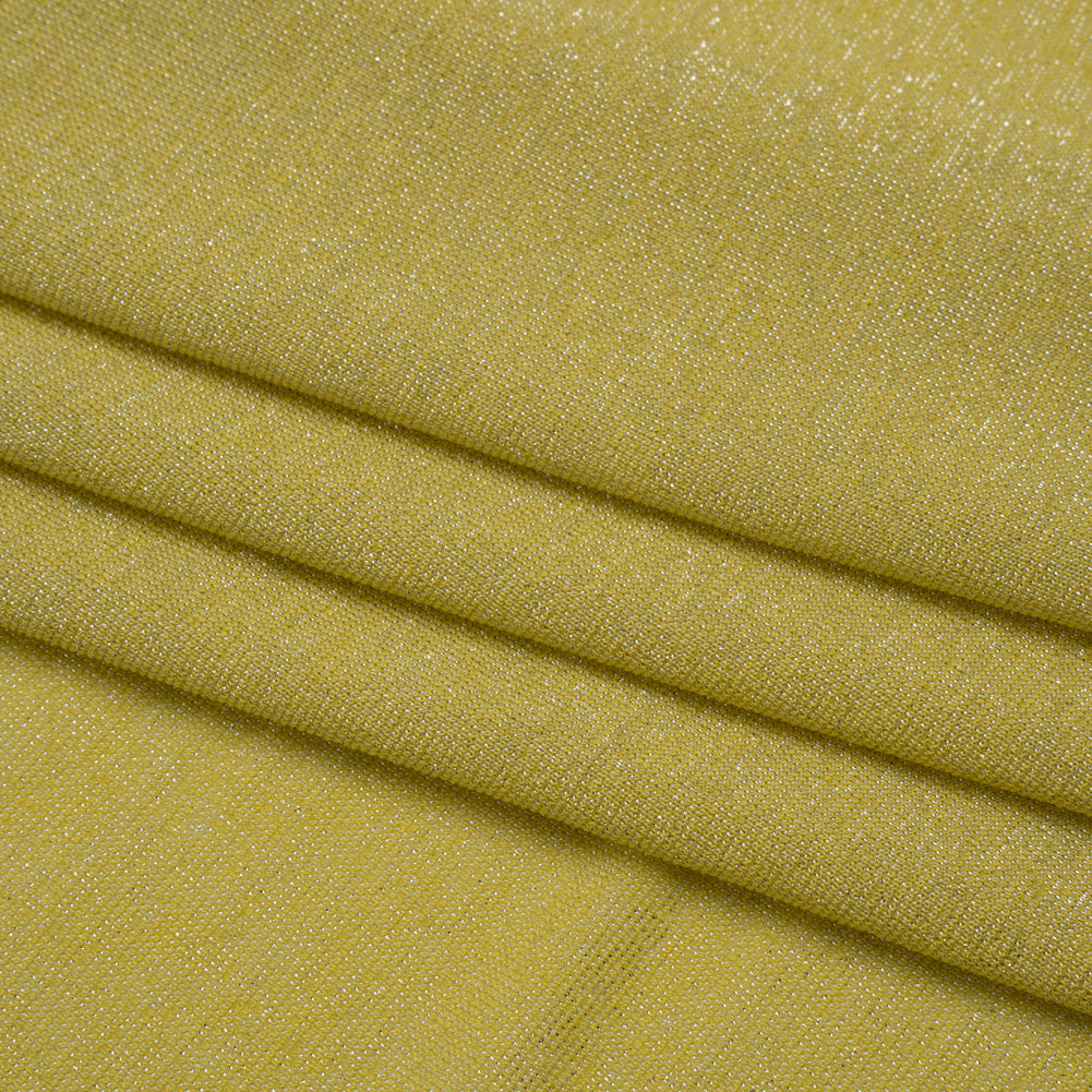 Metallic Stretch Rayon Jersey - Lemon Sparkle and Silver - Designer Deadstock