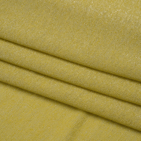 Metallic Stretch Rayon Jersey - Lemon Sparkle and Silver - Designer Deadstock