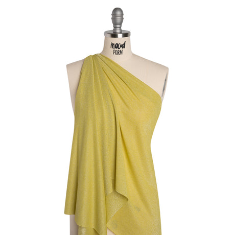 Metallic Stretch Rayon Jersey - Lemon Sparkle and Silver - Designer Deadstock