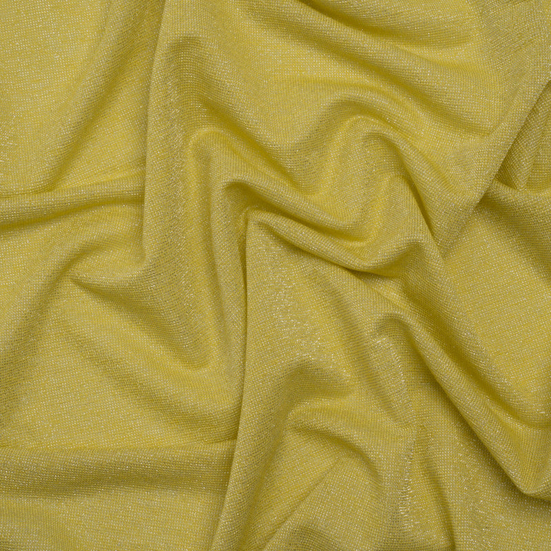 Metallic Stretch Rayon Jersey - Lemon Sparkle and Silver - Designer Deadstock