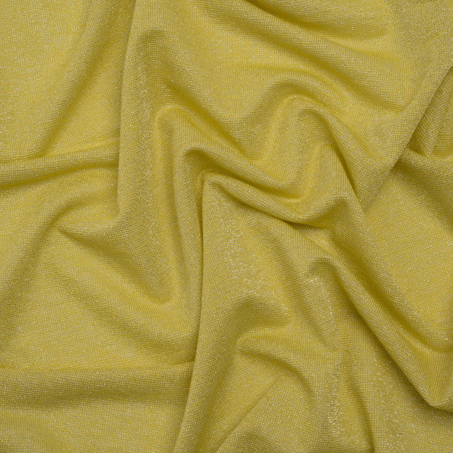 Metallic Stretch Rayon Jersey - Lemon Sparkle and Silver - Designer Deadstock
