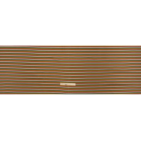 Stretch Polyester Pique Knit - Brick Red, Gold and Green Horizontal Stripes - Designer Deadstock