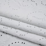 Stretch Nylon Eyelet Jacquard Knit - White Paisley - Designer Deadstock