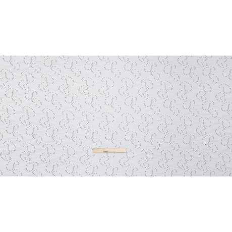Stretch Nylon Eyelet Jacquard Knit - White Paisley - Designer Deadstock