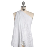 Stretch Nylon Eyelet Jacquard Knit - White Paisley - Designer Deadstock