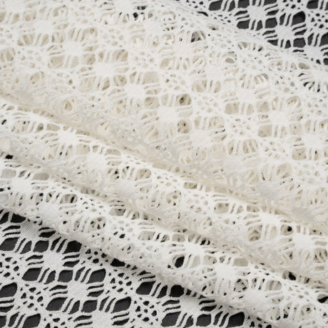 Knit Lace - White Diamonds, Medallions and Stripes - Designer Deadstock
