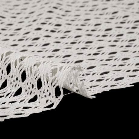 Knit Lace - White Diamonds, Medallions and Stripes - Designer Deadstock