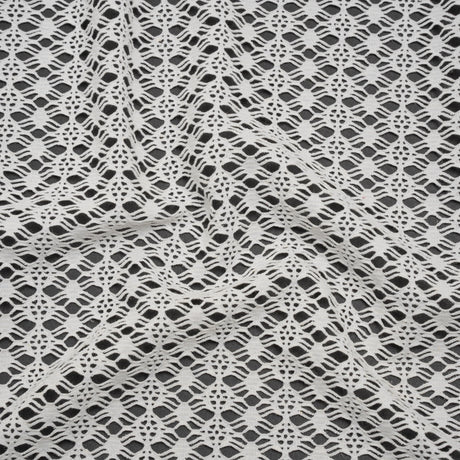 Knit Lace - White Diamonds, Medallions and Stripes - Designer Deadstock