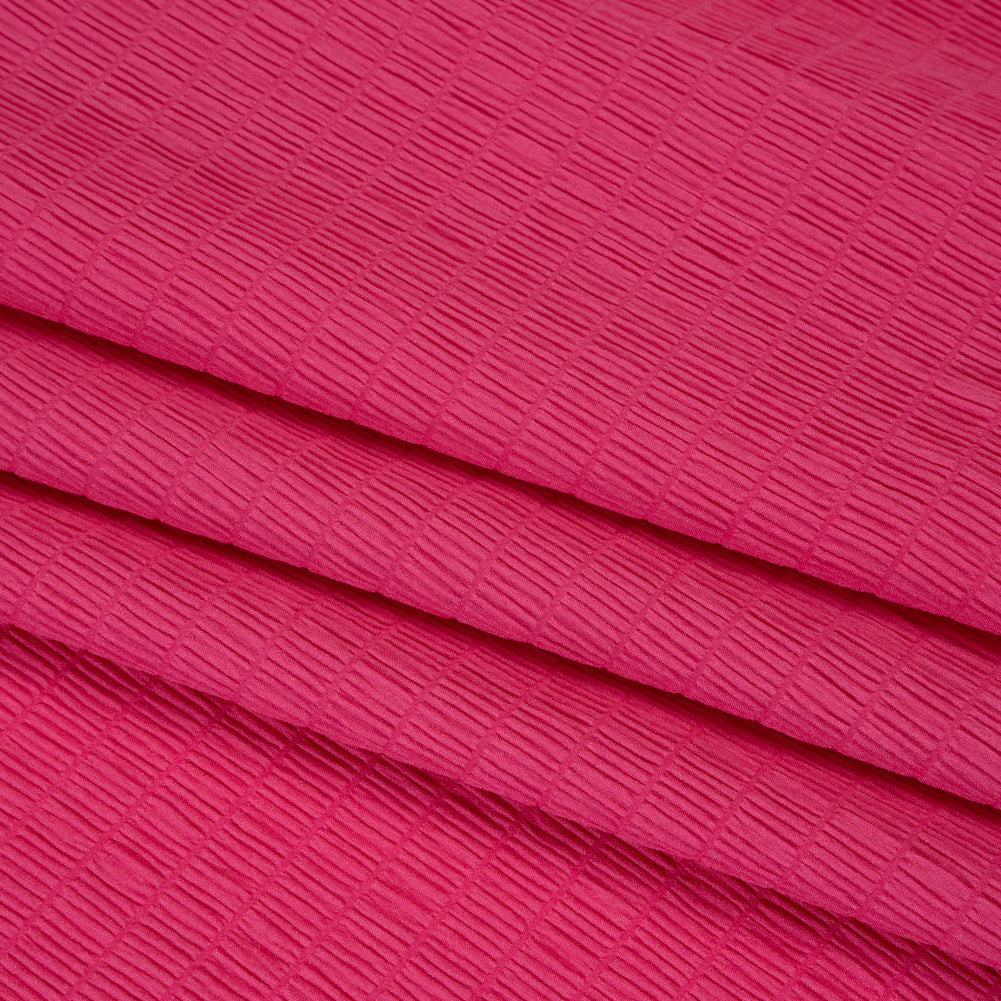 Stretch Nylon Seersucker - Hibiscus Pink - Designer Deadstock