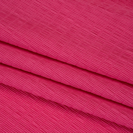Stretch Nylon Seersucker - Hibiscus Pink - Designer Deadstock