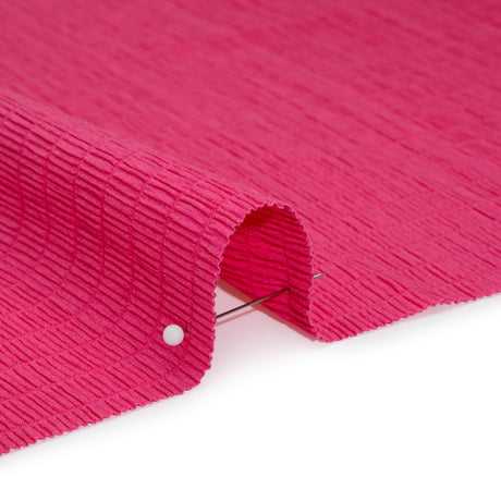 Stretch Nylon Seersucker - Hibiscus Pink - Designer Deadstock