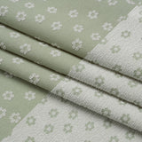 Stretch Textured Nylon Jacquard Knit - White and Jade Green Flower Dots - Designer Deadstock