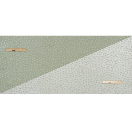 Stretch Textured Nylon Jacquard Knit - White and Jade Green Flower Dots - Designer Deadstock