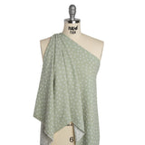 Stretch Textured Nylon Jacquard Knit - White and Jade Green Flower Dots - Designer Deadstock