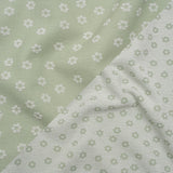 Stretch Textured Nylon Jacquard Knit - White and Jade Green Flower Dots - Designer Deadstock