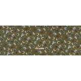 Stretch Nylon Jersey - Olive Green, Yellow and Orange Palm Leaves and Orchids - Designer Deadstock