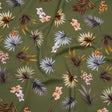 Stretch Nylon Jersey - Olive Green, Yellow and Orange Palm Leaves and Orchids - Designer Deadstock