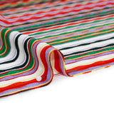 Stretch Rayon Textured Jersey - Red, Lavender and Green Wavy Horizontal Stripes - Designer Deadstock