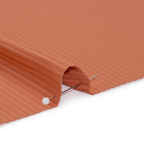 Stretch Nylon 3x2 Rib Knit - Dusty Coral - Designer Deadstock