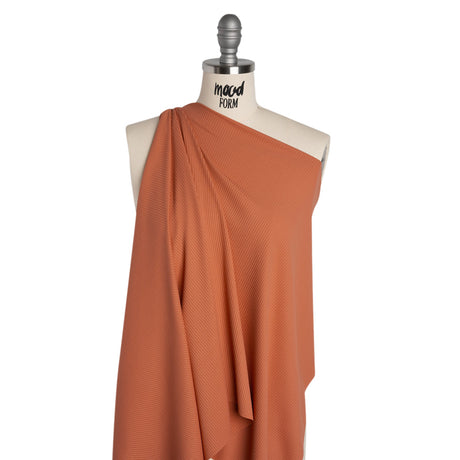 Stretch Nylon 3x2 Rib Knit - Dusty Coral - Designer Deadstock
