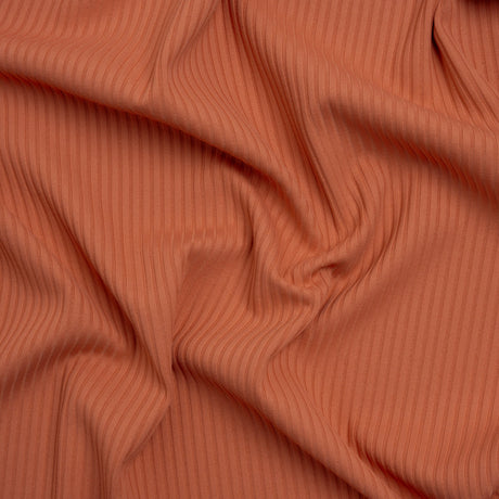 Stretch Nylon 3x2 Rib Knit - Dusty Coral - Designer Deadstock
