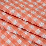 Puffy Stretch Polyester Seersucker - Pink and White Checks - Designer Deadstock
