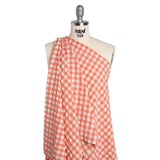 Puffy Stretch Polyester Seersucker - Pink and White Checks - Designer Deadstock