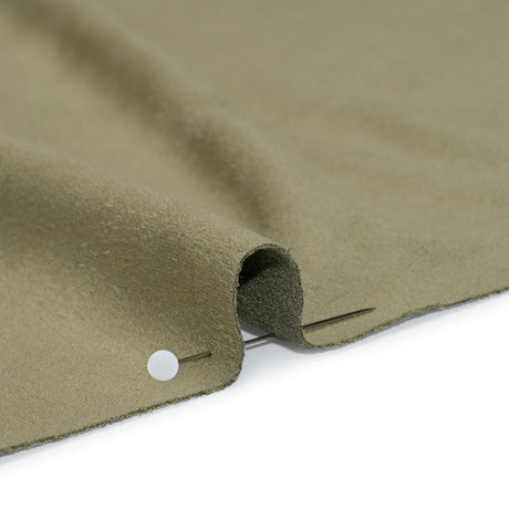 Polyester Faux Suede Jersey - Sage Green - Designer Deadstock