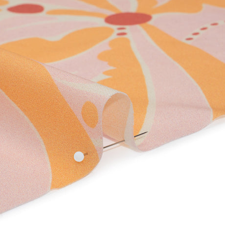 Cotton Lawn - Orange Creamsicle, Light Pink and Red Groovy Retro Floral - Designer Deadstock