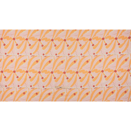 Cotton Lawn - Orange Creamsicle, Light Pink and Red Groovy Retro Floral - Designer Deadstock
